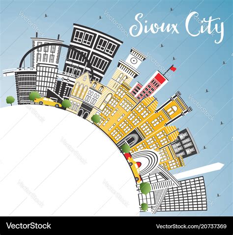 Sioux city iowa skyline with color buildings blue Vector Image