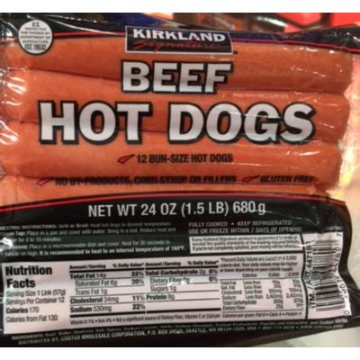 Kirkland All Beef Hot Dog Nutrition Facts – Runners High Nutrition