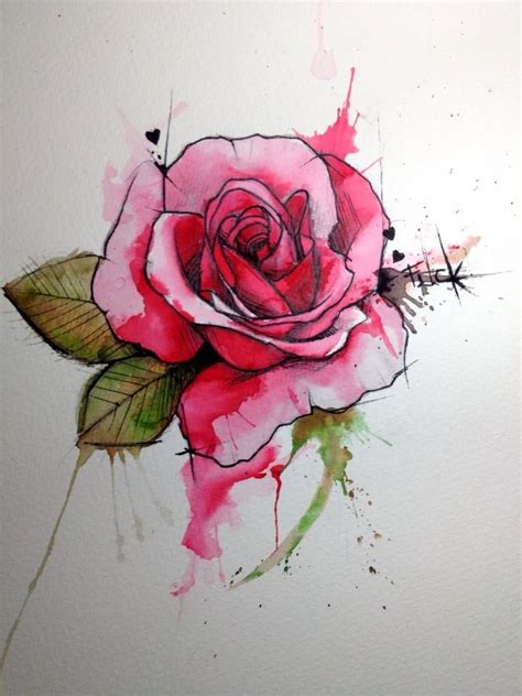 Rose Tattoo Watercolor at PaintingValley.com | Explore collection of Rose Tattoo Watercolor