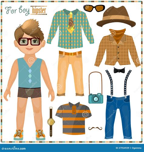 Paper Doll With Clothes Set Cartoon Vector | CartoonDealer.com #31903441