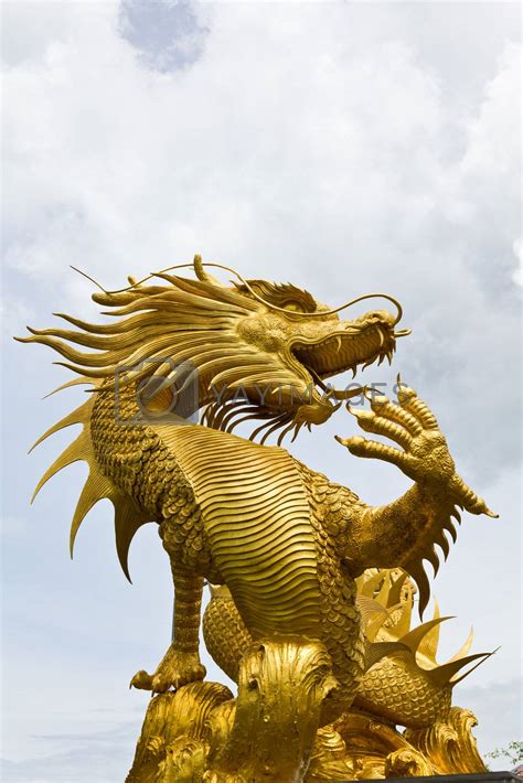 Colorful golden dragon statue in Chinese temple Thailand by lavoview ...