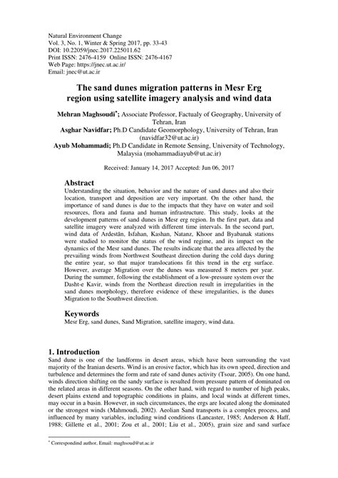 (PDF) The sand dunes migration patterns in Mesr Erg region using ...