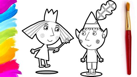 Ben and Holly Colouring Page | How to Draw Ben Elf and Princess Holly ...