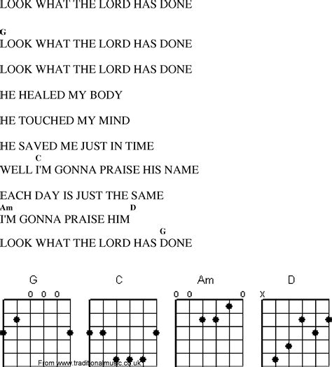 Christian Gospel Worship Song Lyrics with Chords - Look What The Lord ...