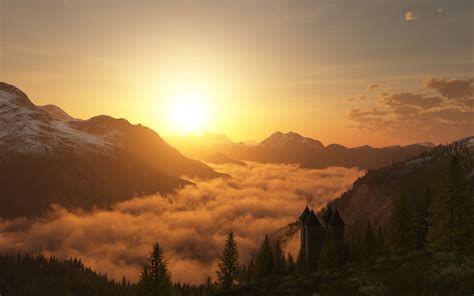 Mountain Sunset Wallpaper HD Resolution #gGp | Mountain sunset, Sunset ...