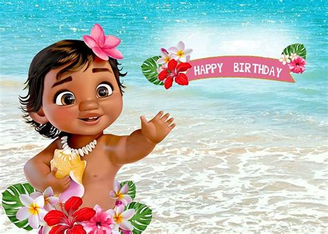 Botong 5X3ft Baby Moana Happy Birthday Party Backdrop Photo Sea Blue ...