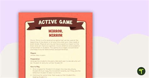 Mirror Mirror Active Game | Teach Starter