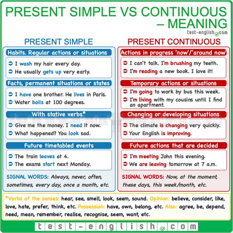 Present simple or present continuous - Test-English