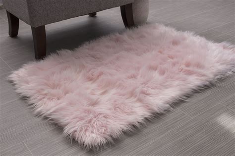 Faux Fur Shag Rug in Light Pink SER01 by Super Area Rugs