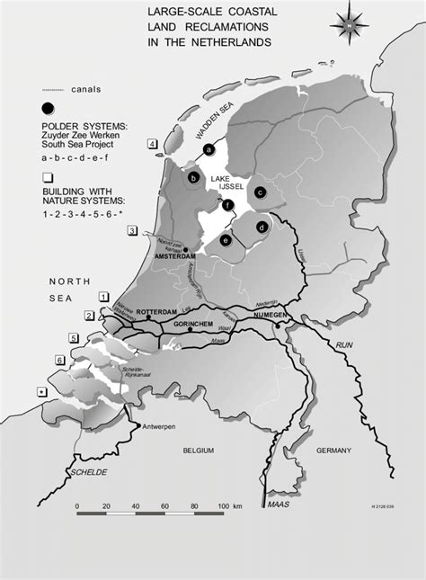 Map of The Netherlands showing largescale coastal land reclamations.... | Download Scientific ...