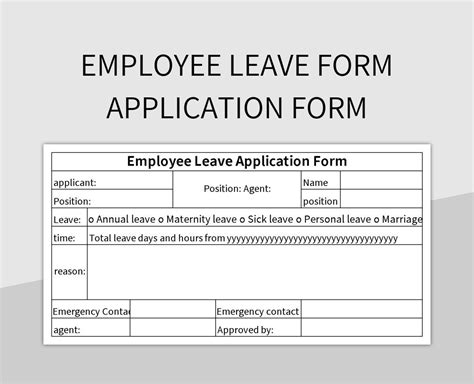 Employee Leave Form Application Form Excel Template And Google Sheets File For Free Download ...