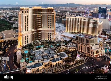 Aerial view of Venetian and Palazzo Hotels the Strip, Las Vegas, Nevada, USA Stock Photo - Alamy