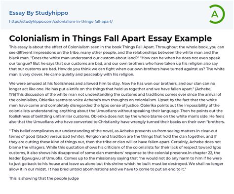 Colonialism in Things Fall Apart Essay Example | StudyHippo.com