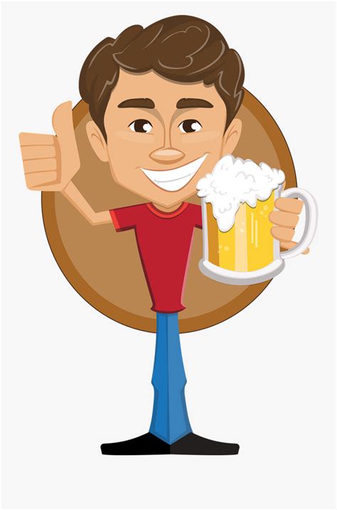 Man Beer Thumbs-up - Cartoon Man Holding Beer , Free Transparent Clipart - ClipartKey