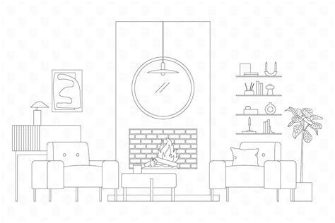 Archade | A Cozy Living Room Furniture Setup Vector Drawings