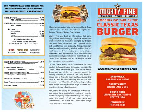 Mighty Fine's menu - Mighty Fine Burgers