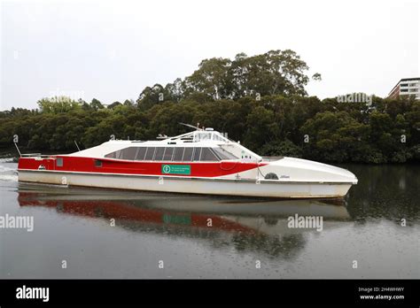 A rivercat ferry on the Parramatta River having just department ...