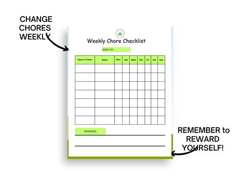 Weekly Chores Checklist Plan When to Do Your Household Chores, Maintain ...