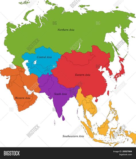 Colorful Asia Map Six Image & Photo (Free Trial) | Bigstock