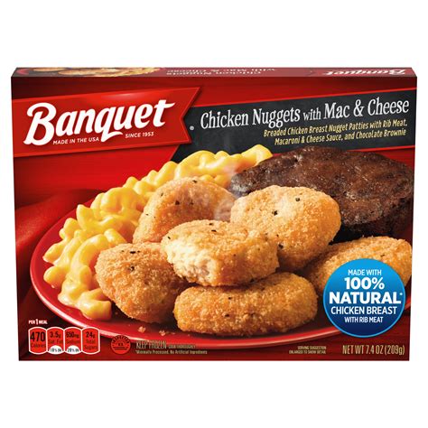 Banquet Chicken Nuggets with Mac and Cheese and Brownie Frozen Single ...