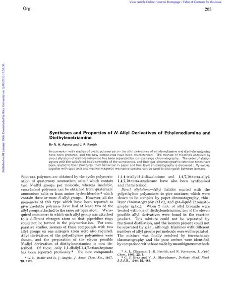 (PDF) Syntheses and properties of N-allyl derivatives of ethylenediamine and diethylenetriamine ...