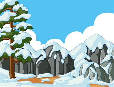 Scene with snow on the mountain 369497 Vector Art at Vecteezy