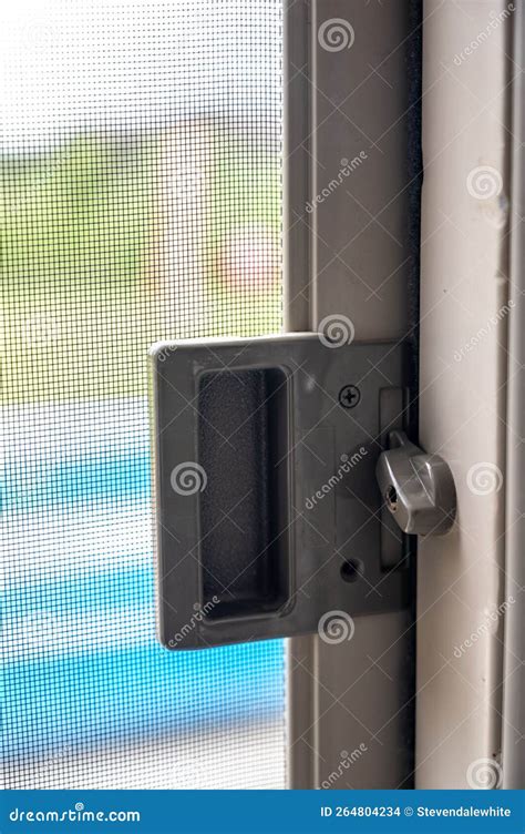 Interior Sliding Screen Door Hardware and Flip Latch Stock Photo ...