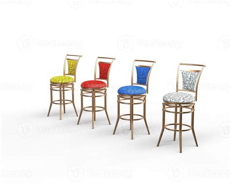 Red, blue, yellow and white coffee shop chairs. 31200852 Stock Photo at Vecteezy