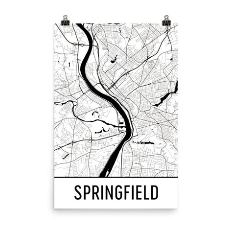 Springfield Map, Springfield MA Art, Springfield Print, Springfield MA ...