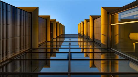 Modern architecture Wallpaper 4K, Look up, Reflection