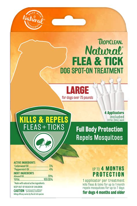 TropiClean Natural Flea and Tick Spot On Treatment for Large Dogs ...