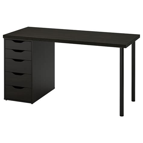 LAGKAPTEN / ALEX desk, black-brown, 551/8x235/8" - IKEA