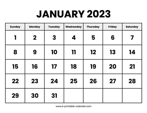 January 2023 Calendar Printable - A Printable Calendar