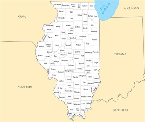 Large administrative map of Illinois | Illinois state | USA | Maps of the USA | Maps collection ...