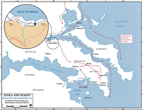 Map of the Battle of Thermopylae 480 BC