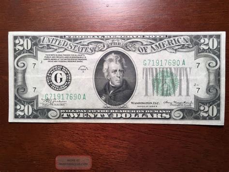 Old Vintage 1934 Twenty Dollar Bill $20 Federal Reserve Note 1934 ...