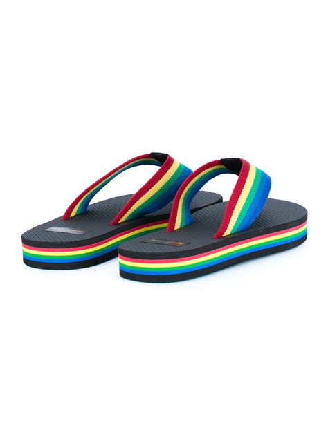 Lyst - Saint Laurent Rainbow Flip-flops in Black