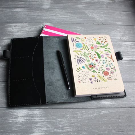 Black leather planner cover A5