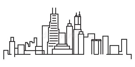 Continuous Line Drawing of Modern City Skyline Stock Illustration - Illustration of line ...