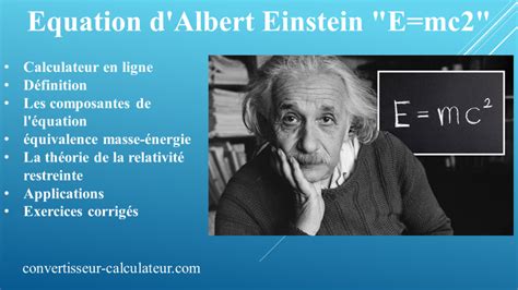 Equation d'Albert Einstein "E=mc2" calculateur en ligne 1