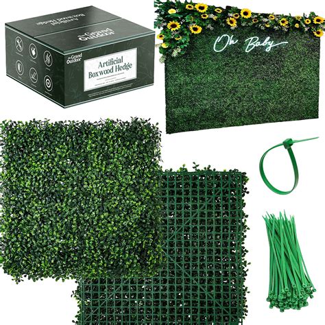 Buy Grass Wall Panels - 12x 20in Bushy Artificial Boxwood Panel Squares ...