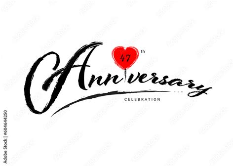 47 Years Anniversary Celebration logo with red heart vector, 47 number logo design, 47th ...