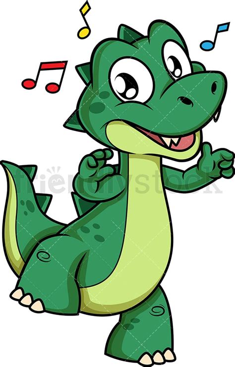 Green Dinosaur Running Cartoon Clipart Vector - FriendlyStock