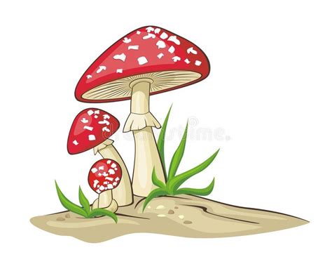 Red Mushrooms. A cute vector illustration of three cartoon fungi ...