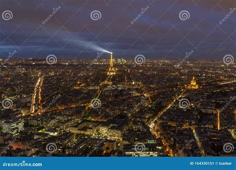 Paris Night View Aerial Panorama Editorial Photo - Image of city ...