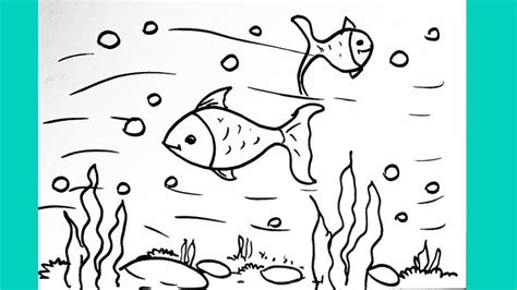 Very Easy Underwater Scenery Drawing for Beginners | Step by Step