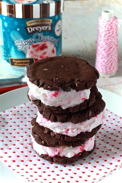 Chocolate Truffle Cookie Peppermint Ice Cream Sandwiches with Dreyer's ...