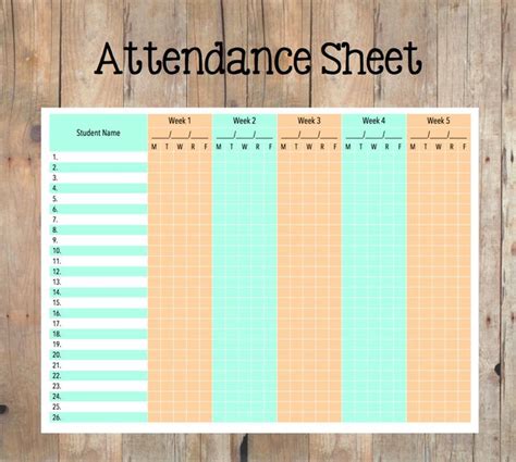 Teacher Attendance Sheet | Etsy | Attendance sheet, Attendance chart, Teaching materials