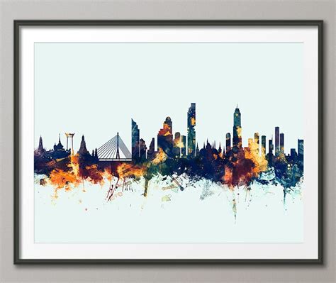 Bangkok Skyline Bangkok Thailand Cityscape Art Print 2320 - Etsy