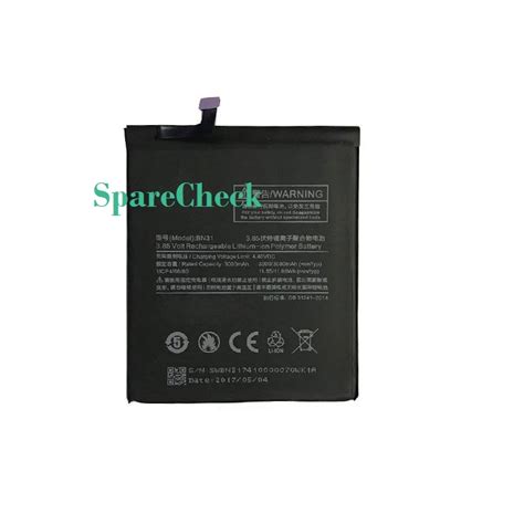 Mi A1 Battery BN31 - SpareCheck Mobile Display and Touch